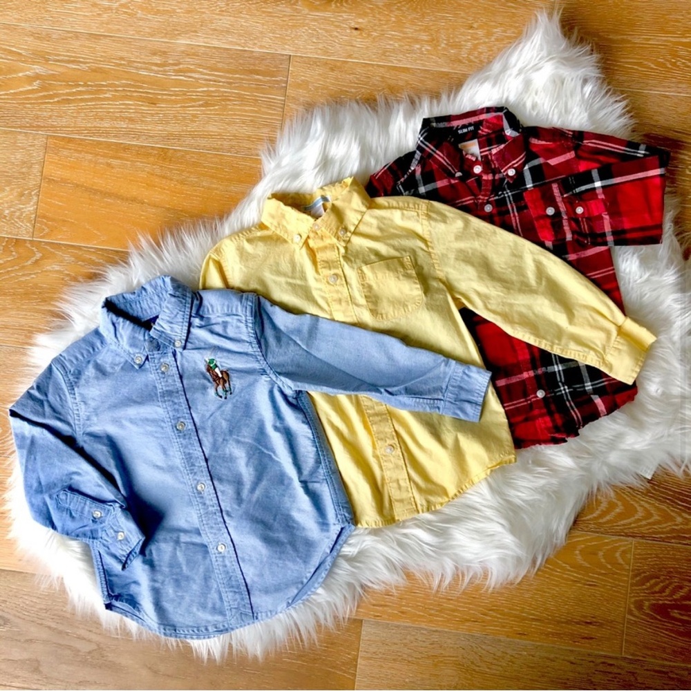 Size 3 T button down bundle RALPH LAUREN and various brands blue plaid yellow